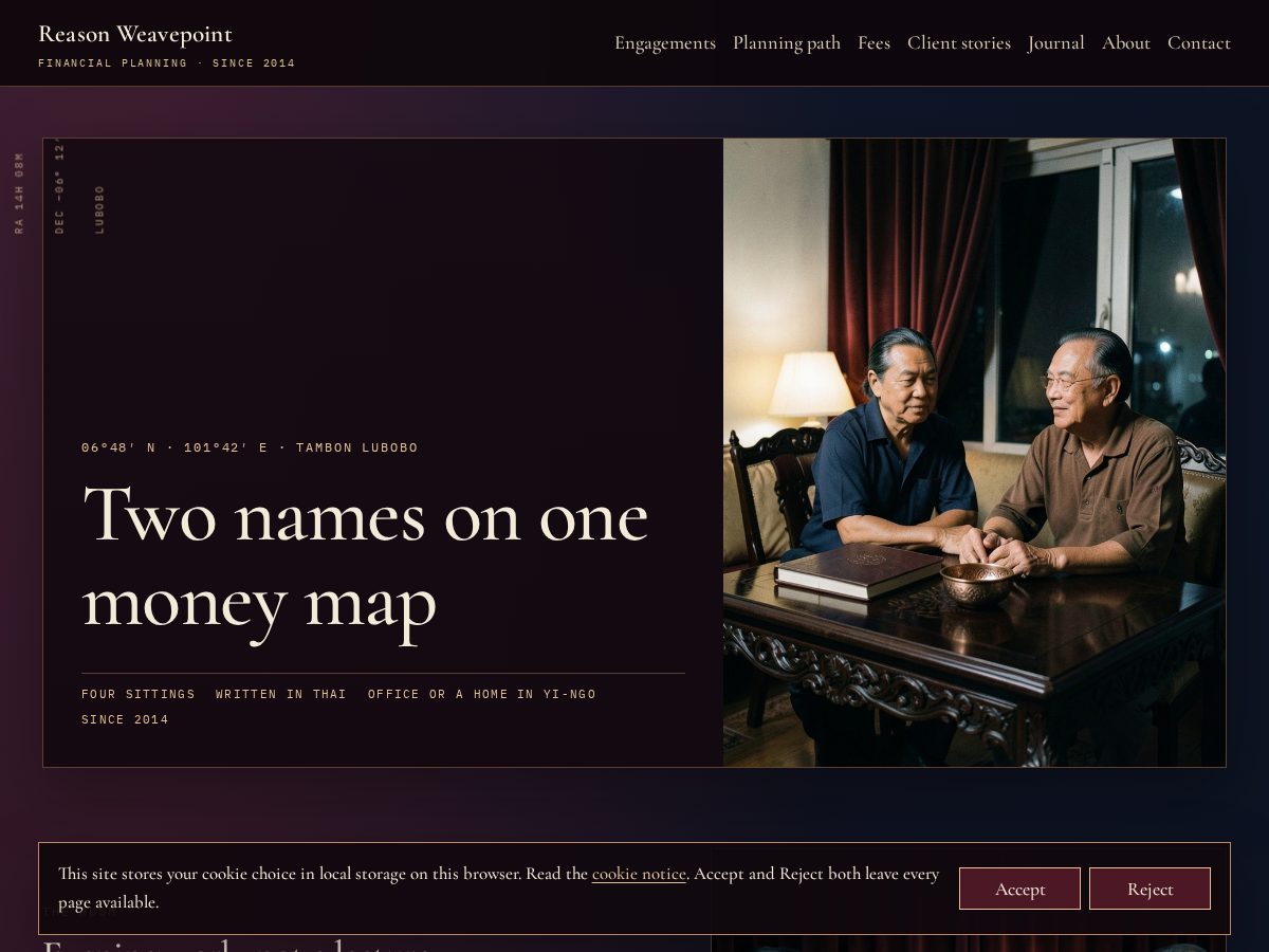 Landing-page snapshot of reason-weavepoint.click