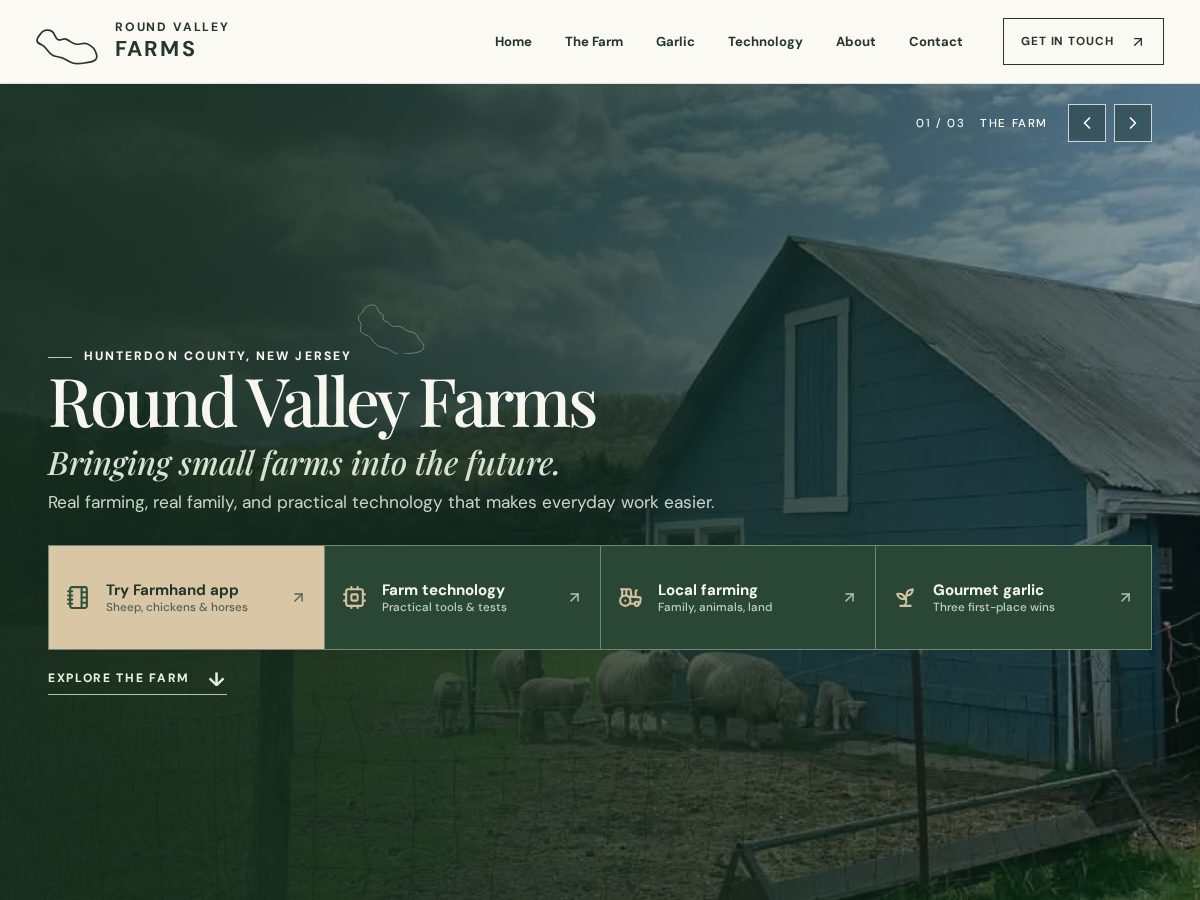 Landing-page snapshot of roundvalleyfarms.com