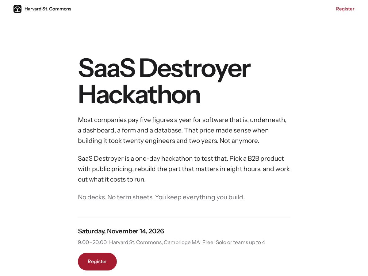 Landing-page snapshot of saasdestroyer.com