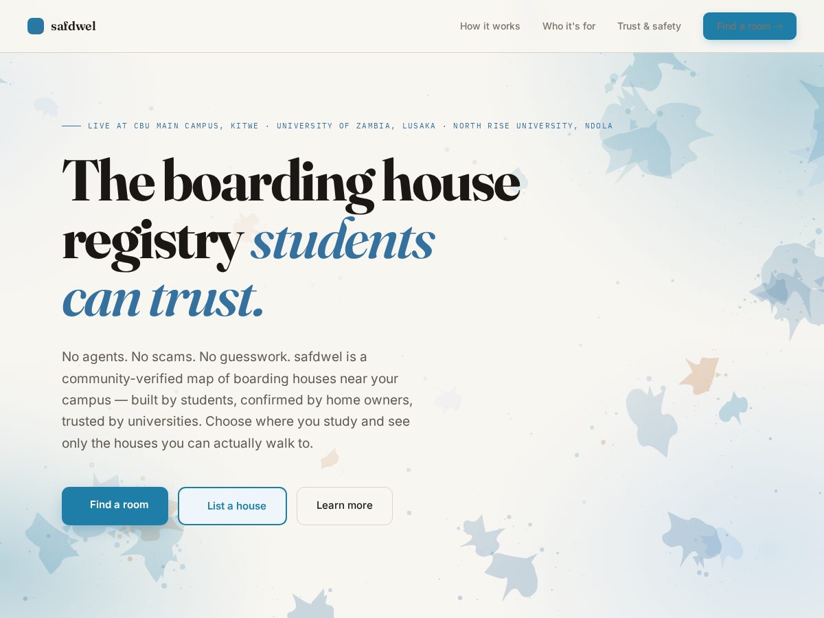 Landing-page snapshot of safdwel.com