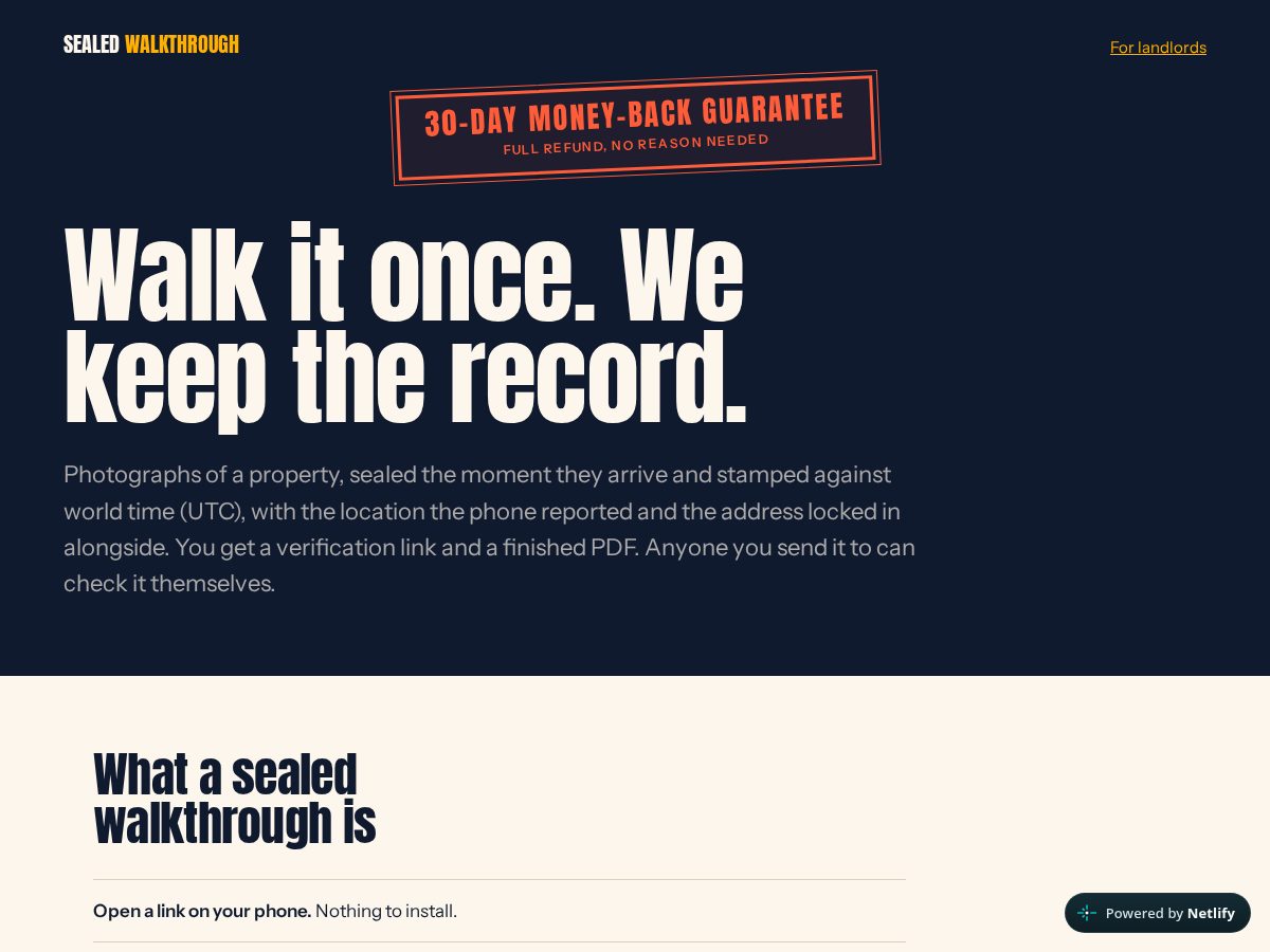 Landing-page snapshot of sealedwalkthrough.com