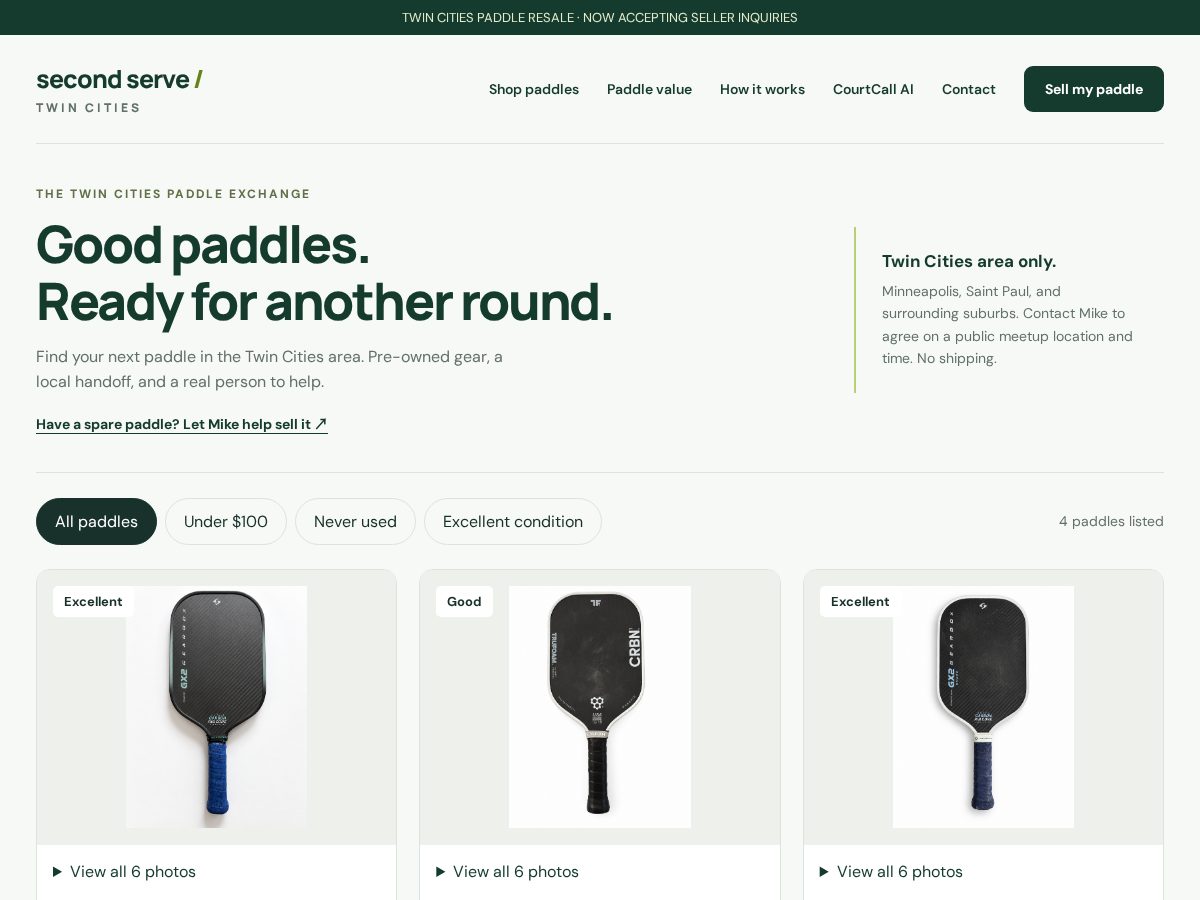 Landing-page snapshot of secondservetwincities.com