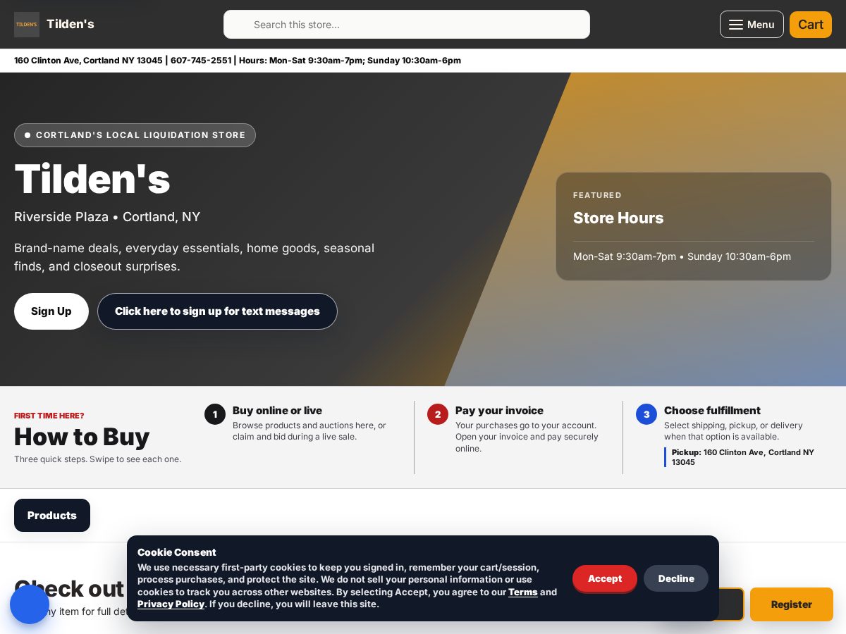 Landing-page snapshot of shoptildens.com