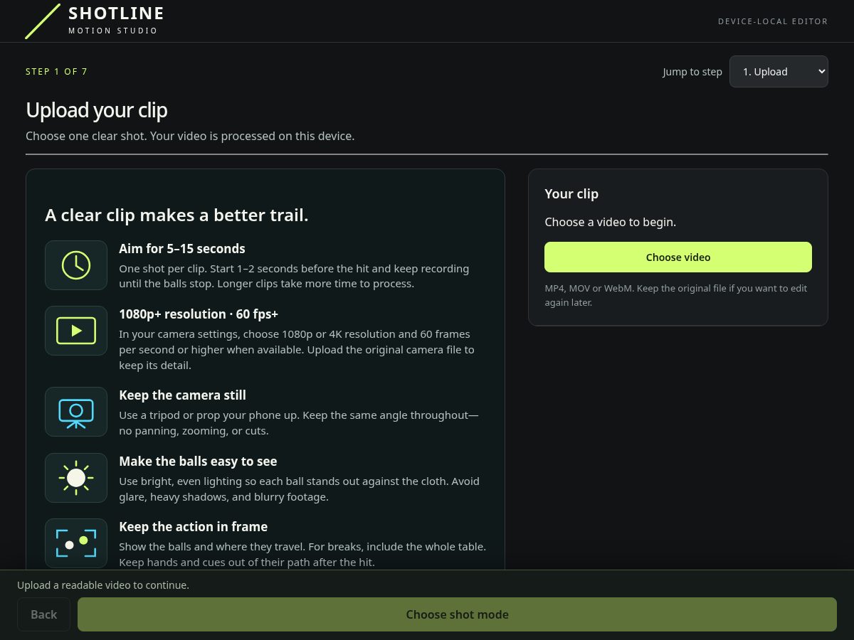 Landing-page snapshot of shot-line.com