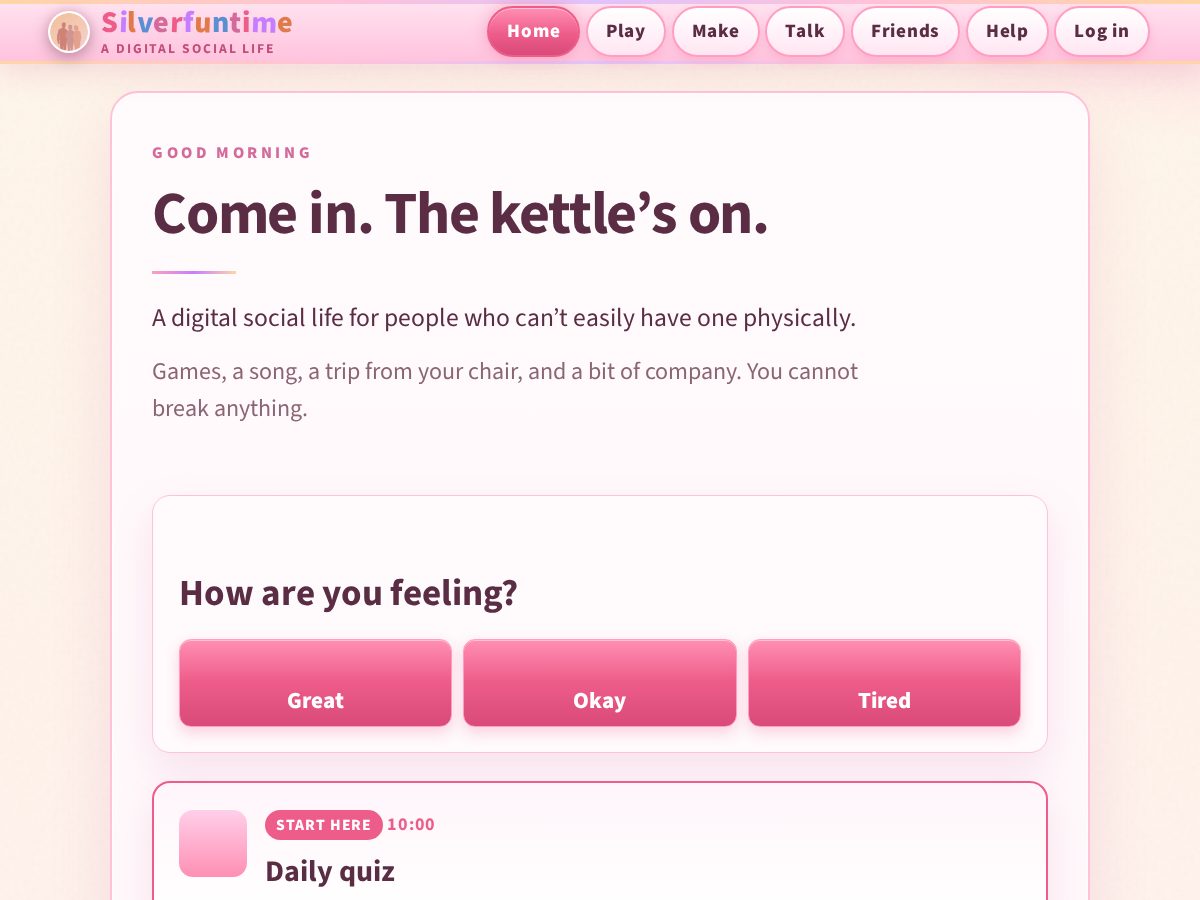 Landing-page snapshot of silverfuntime.com