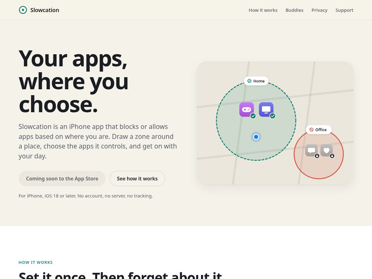 Landing-page snapshot of slowcation.app