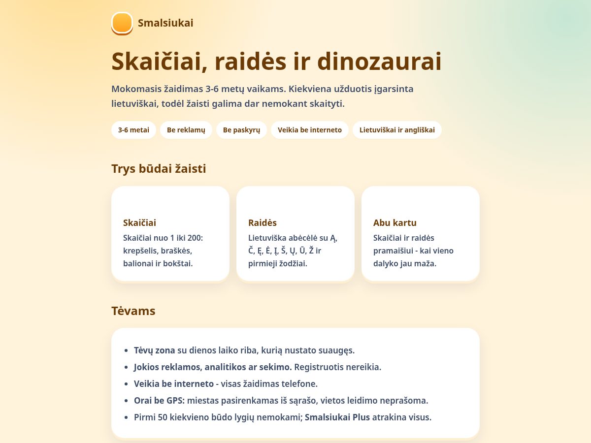 Landing-page snapshot of smalsiukai.app