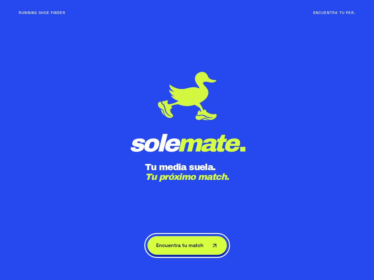 Landing-page snapshot of solematerun.com