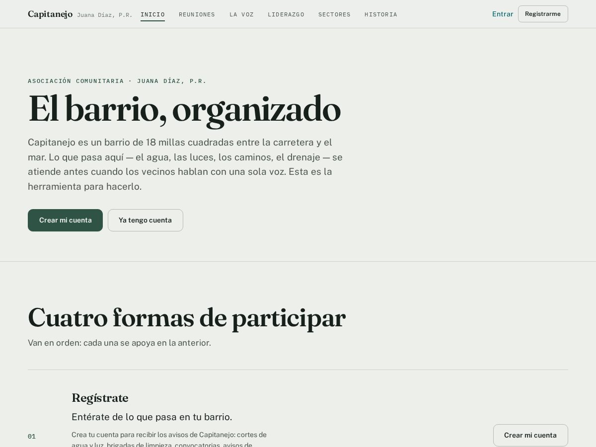 Landing-page snapshot of somoscapitanejo.com