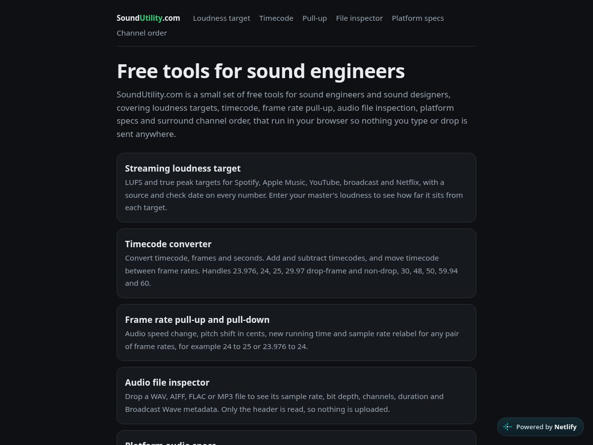 Landing-page snapshot of soundutility.com