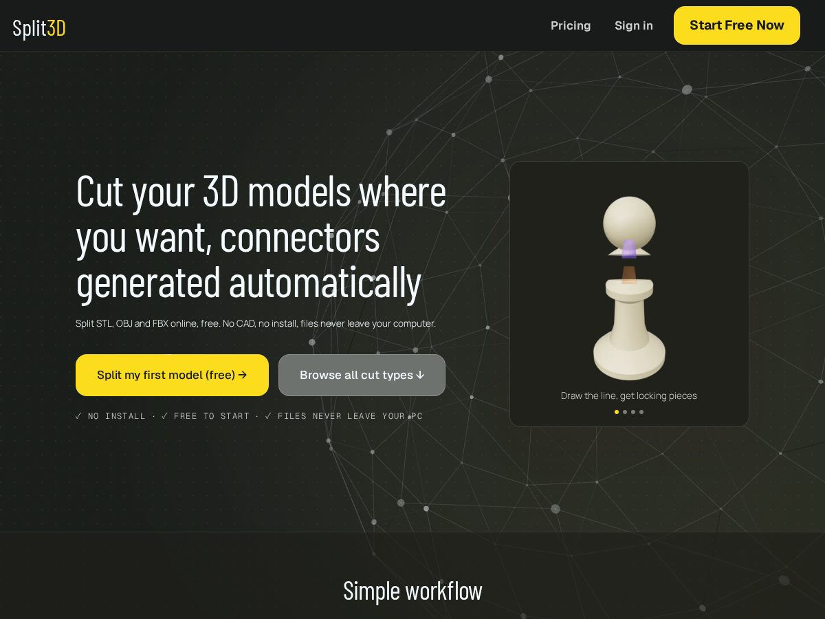 Landing-page snapshot of split3d.app