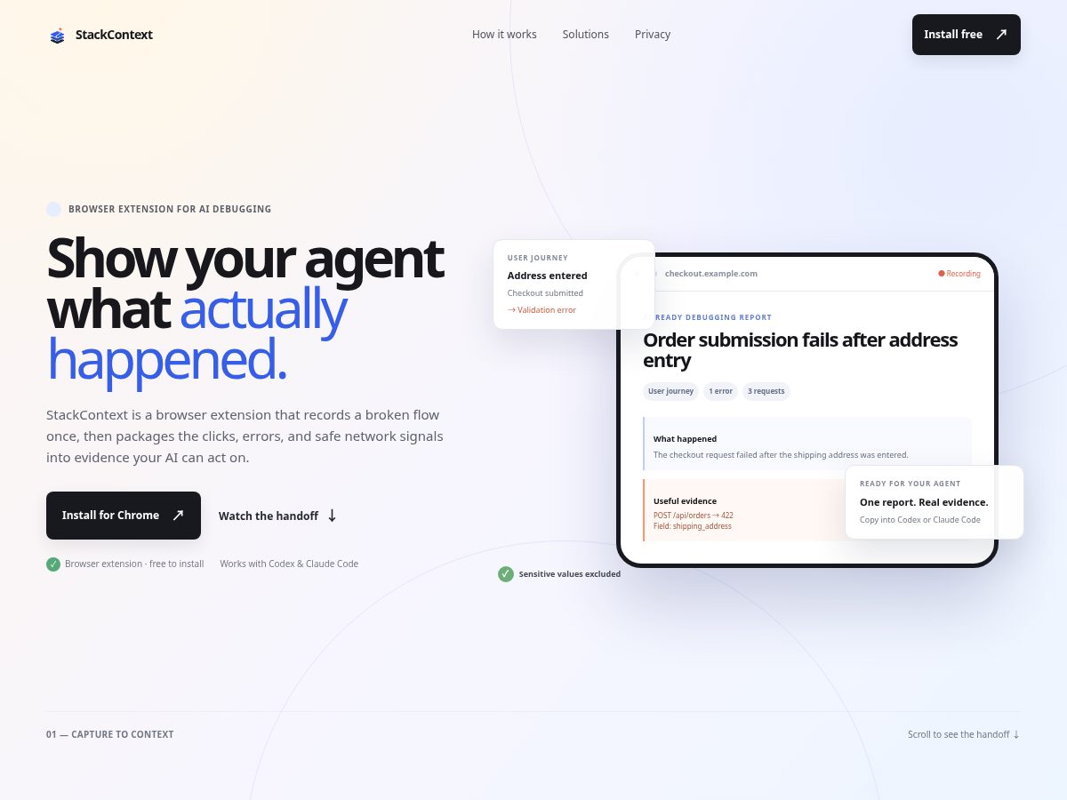 Landing-page snapshot of stackcontext.space