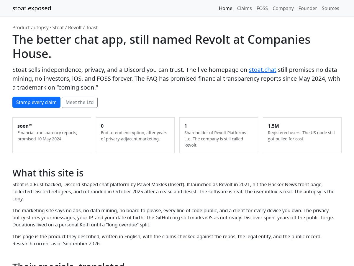 Landing-page snapshot of stoat.exposed