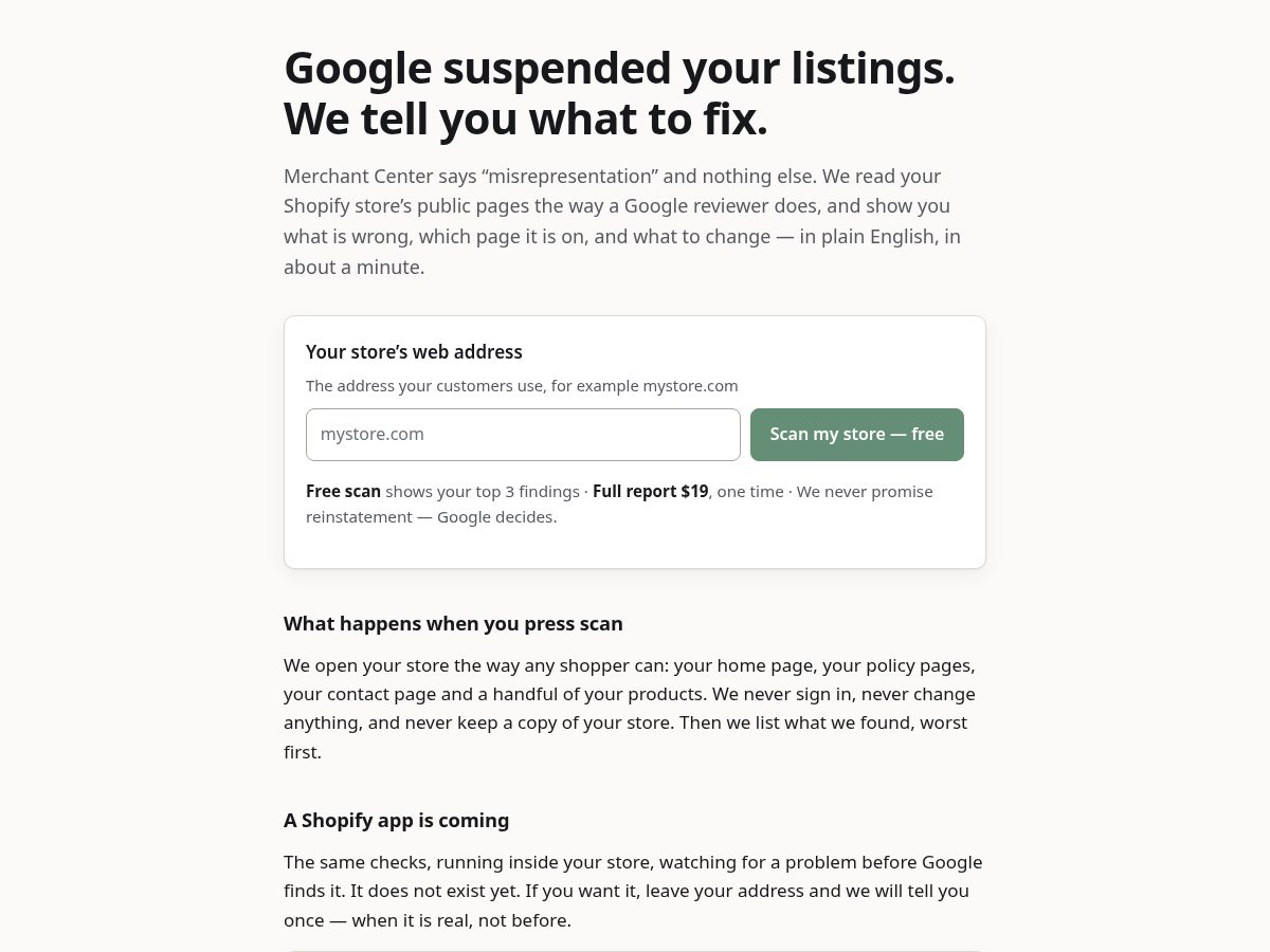 Landing-page snapshot of suspensionscan.com