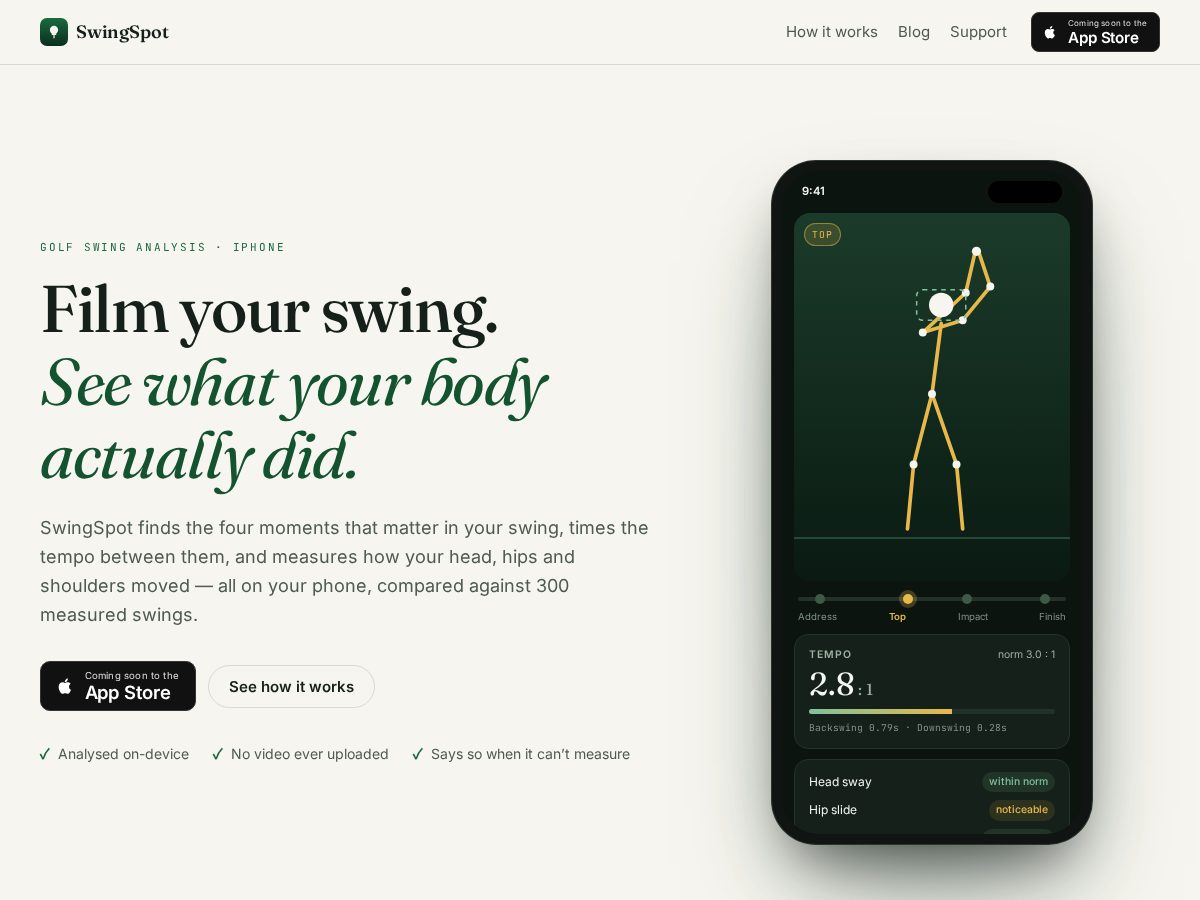 Landing-page snapshot of swingspot.app