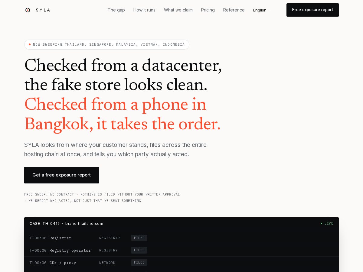 Landing-page snapshot of sylaprotect.com