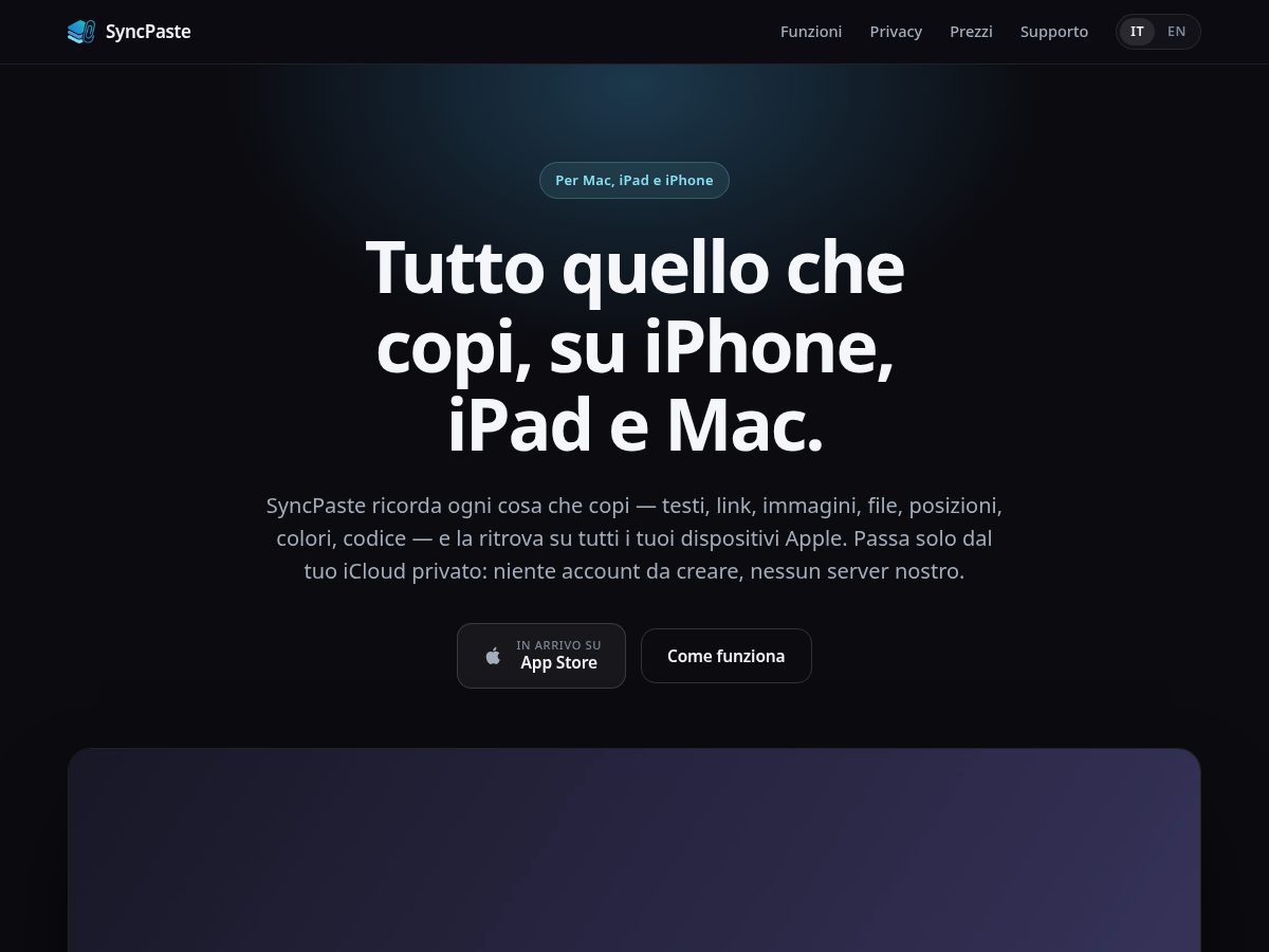 Landing-page snapshot of syncpasteapp.com