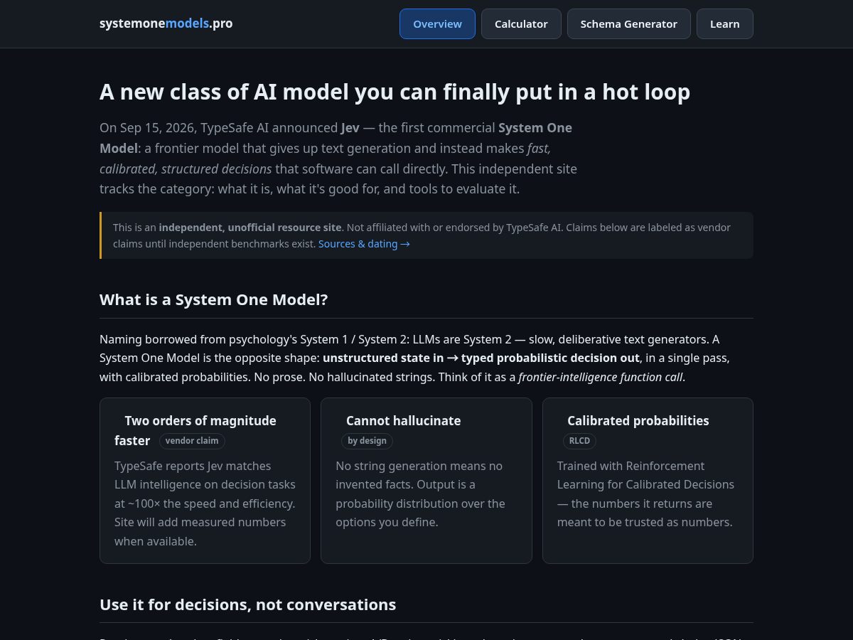 Landing-page snapshot of systemonemodels.pro