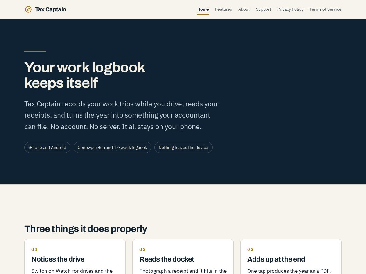Landing-page snapshot of tax-captain.com
