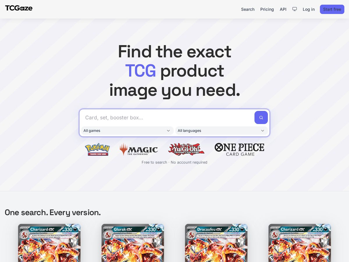 Landing-page snapshot of tcgaze.com
