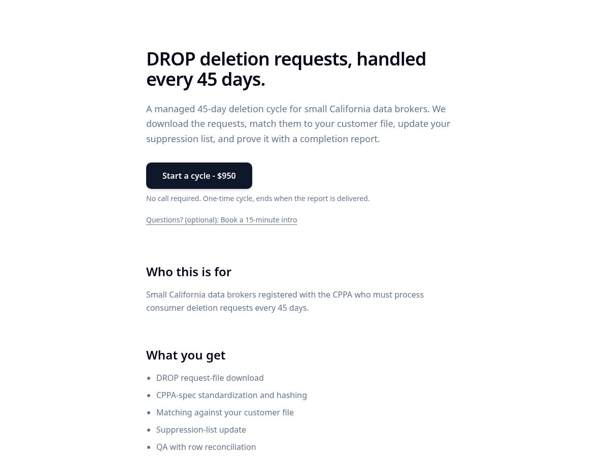 Landing-page snapshot of testbedops.com