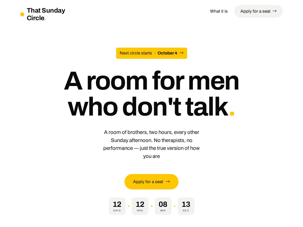 Landing-page snapshot of thatsundaycircle.com