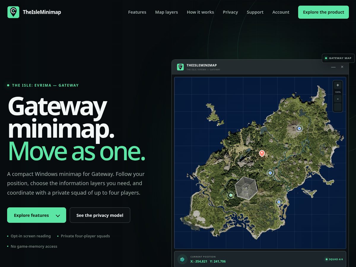 Landing-page snapshot of theisleminimap.com