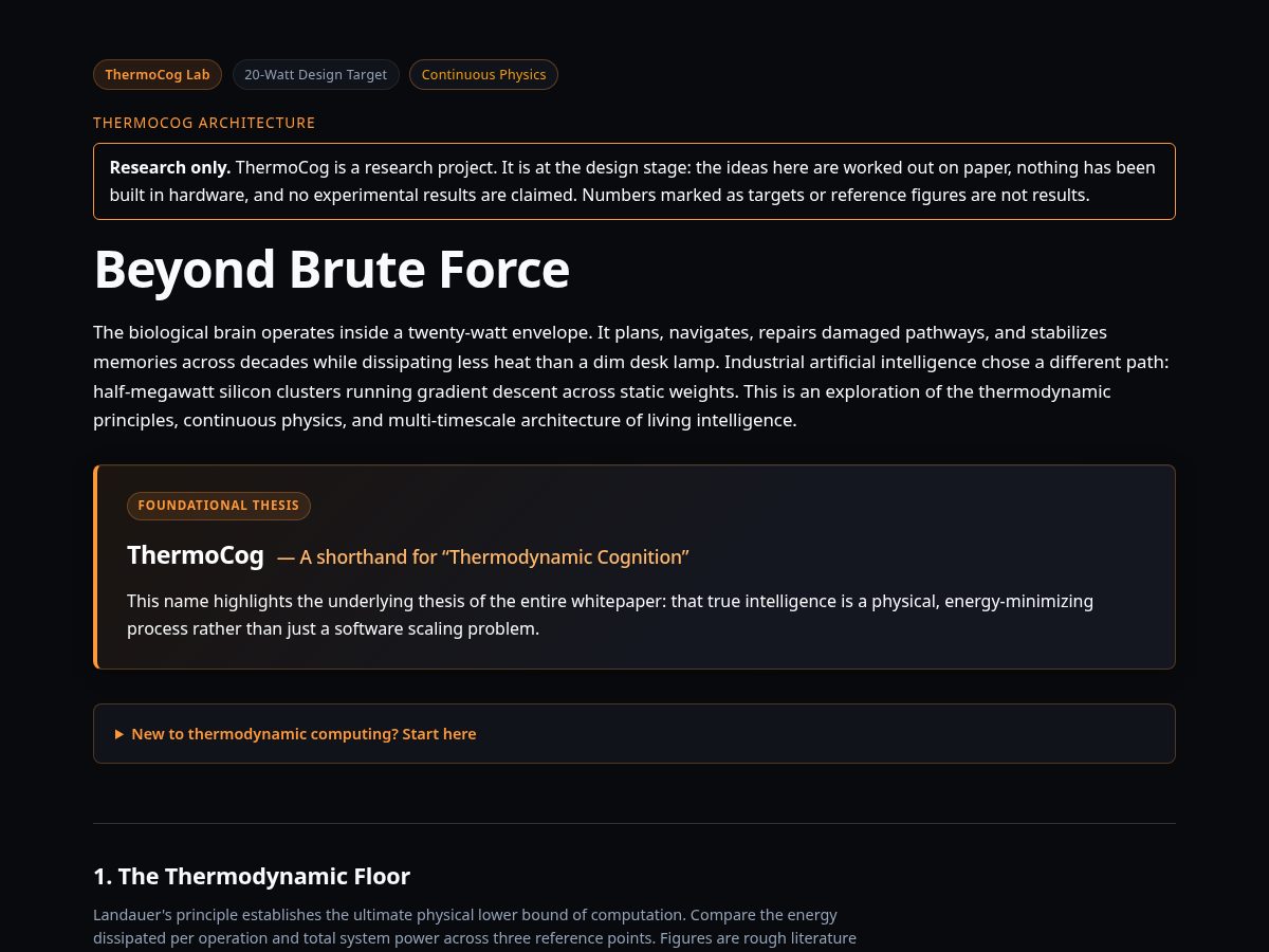 Landing-page snapshot of thermocog.dev