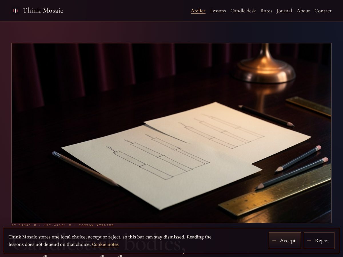 Landing-page snapshot of thinkmosaic.click