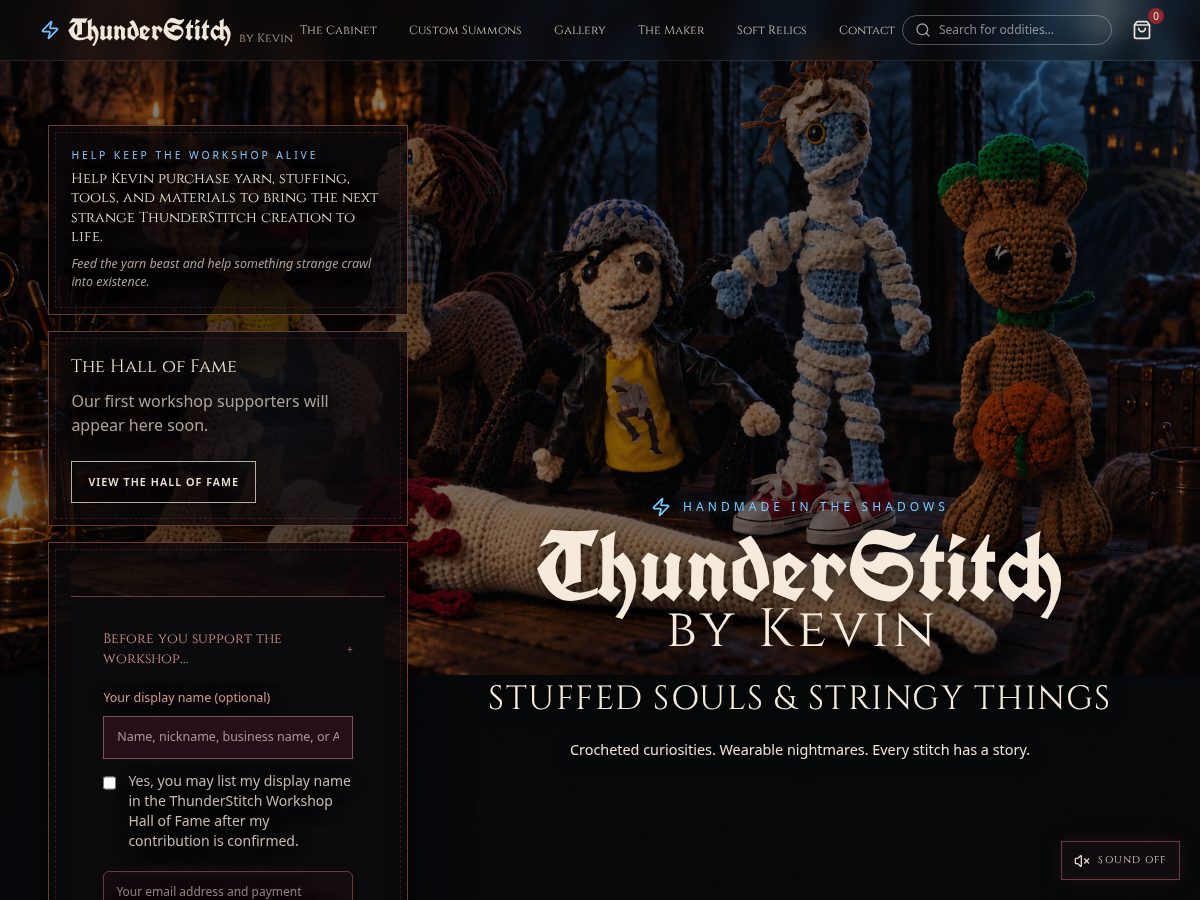 Landing-page snapshot of thunderstitch.com
