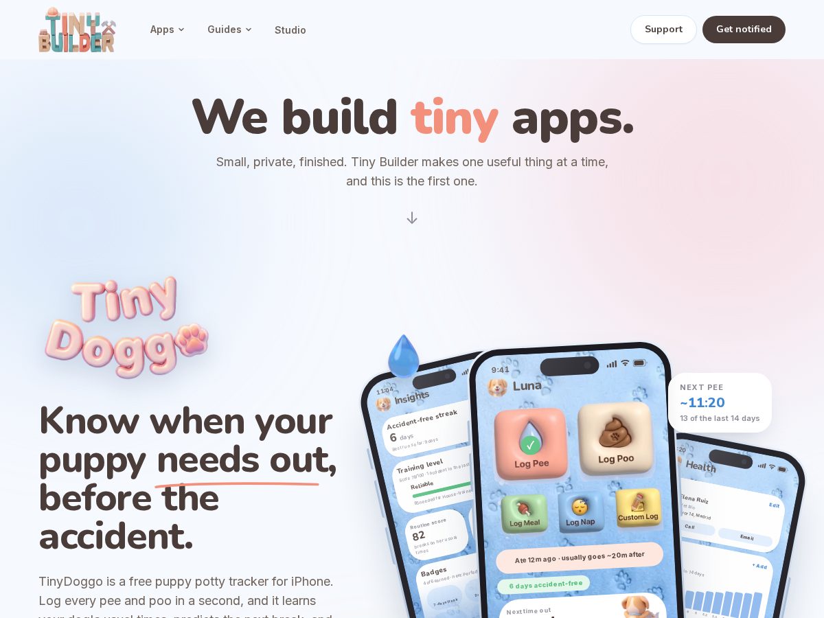 Landing-page snapshot of tiny-builder.app
