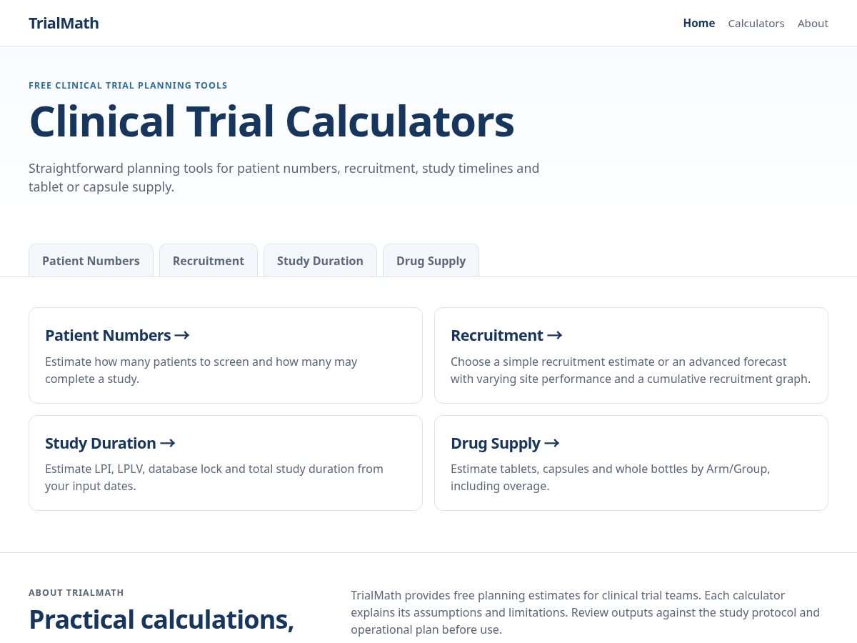 Landing-page snapshot of trialmath.com