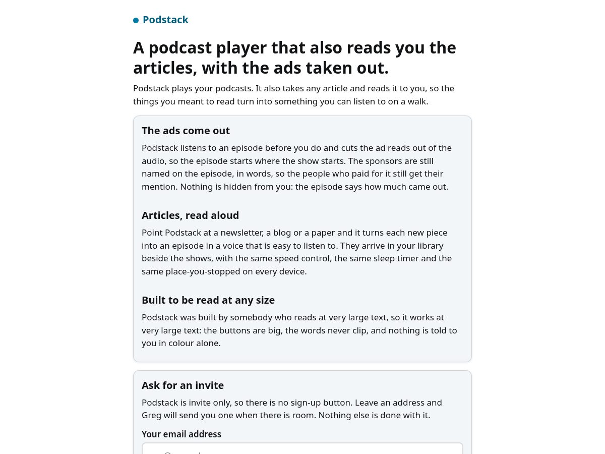Landing-page snapshot of trypodstack.com