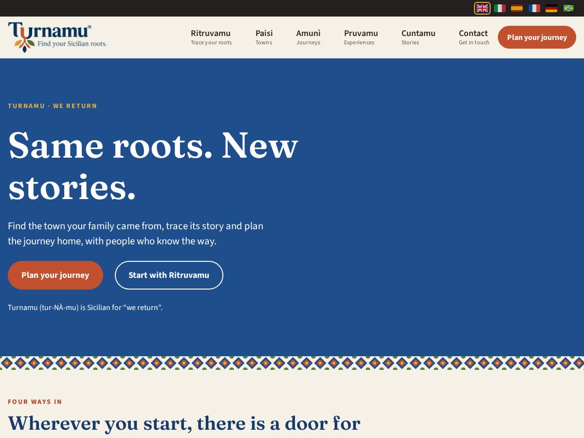 Landing-page snapshot of turnamu.com
