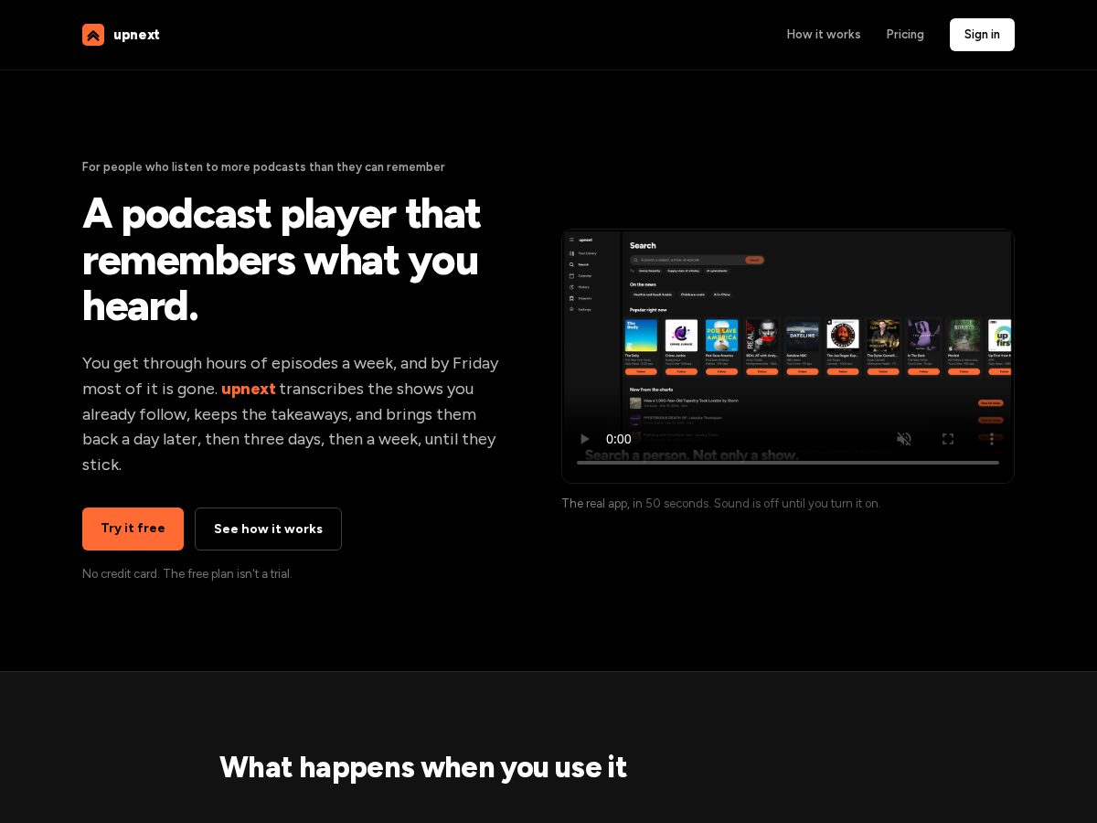Landing-page snapshot of upnext.chat
