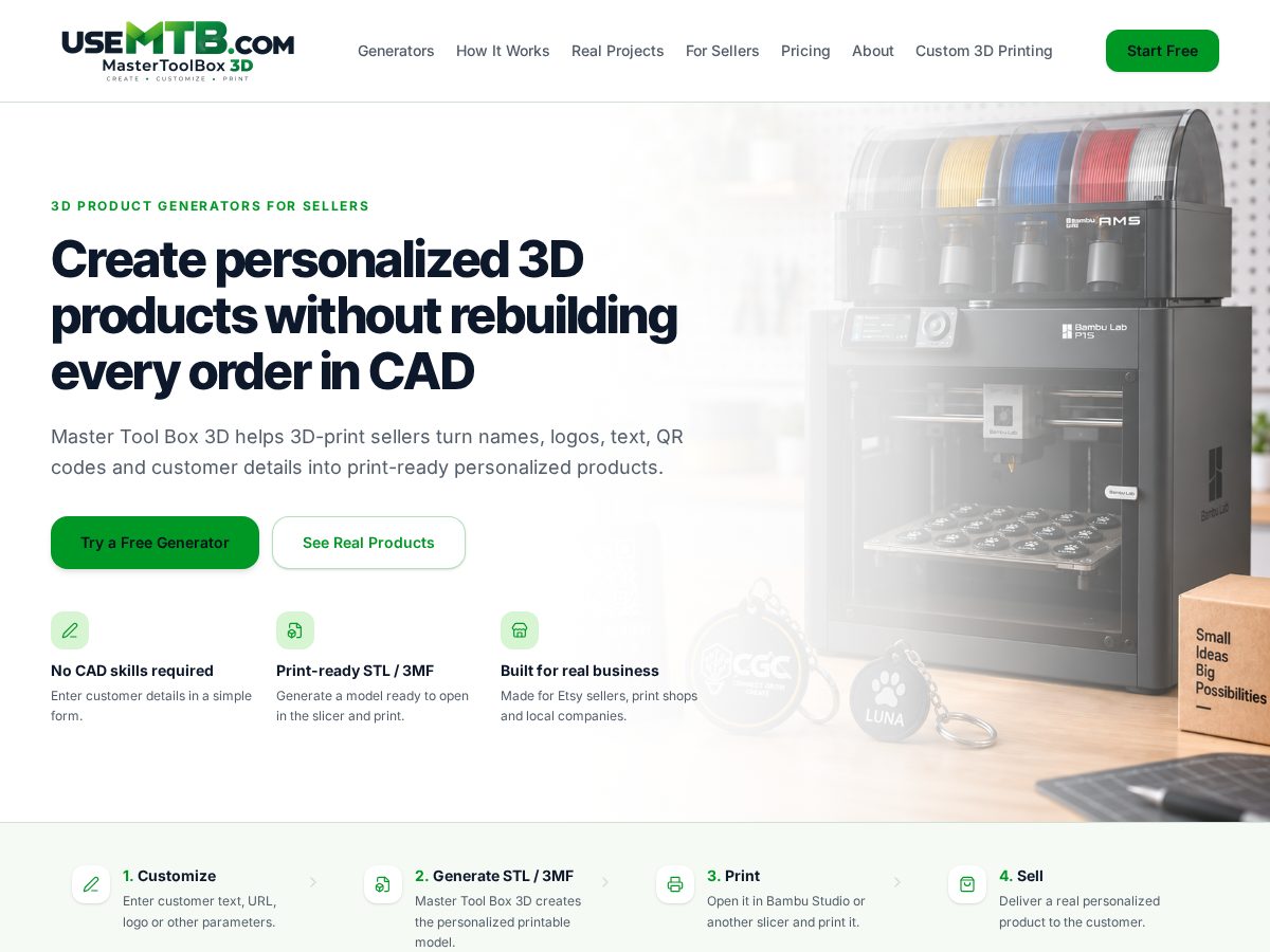 Landing-page snapshot of usemtb.com