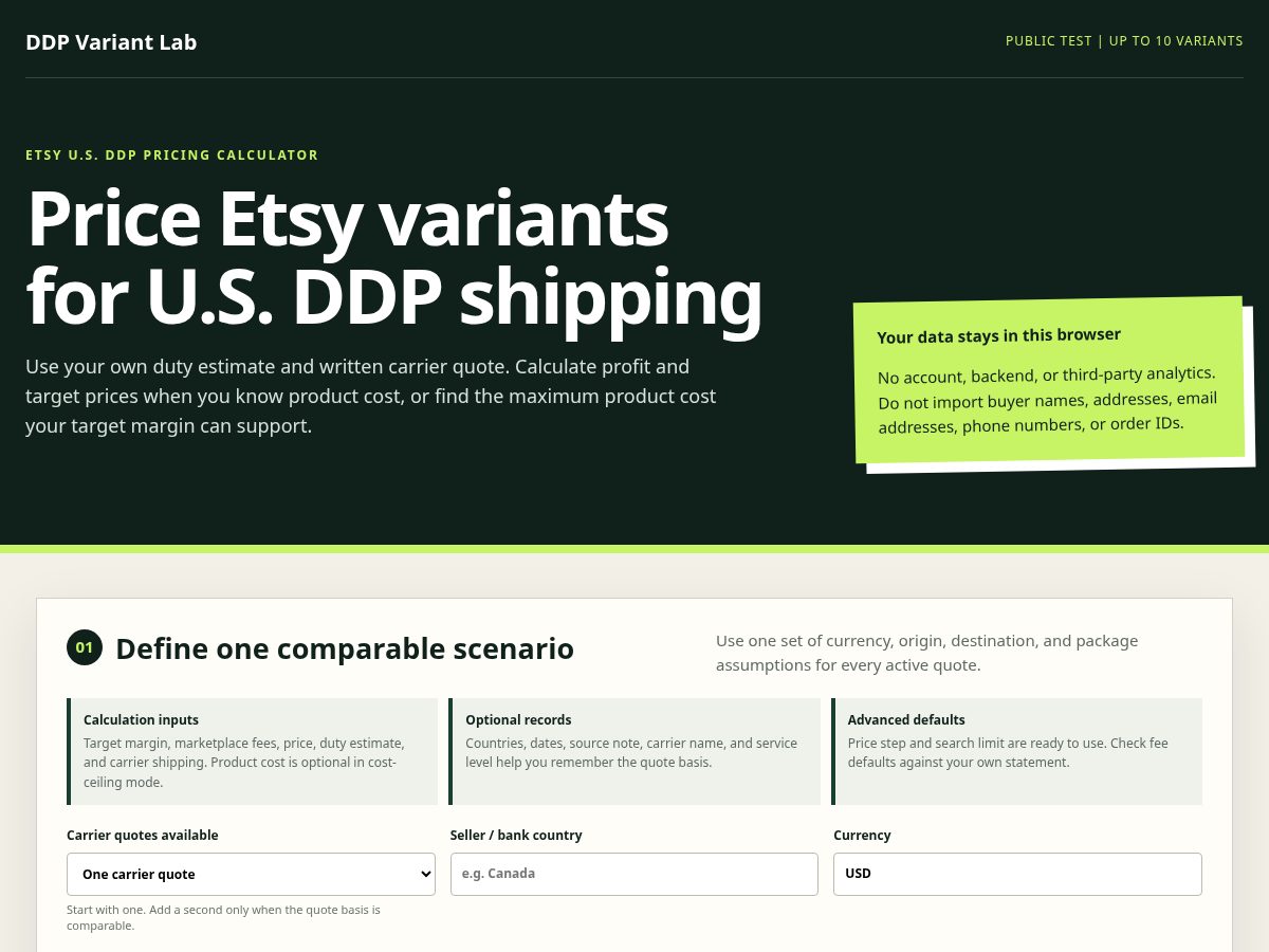 Landing-page snapshot of variantmargin.com