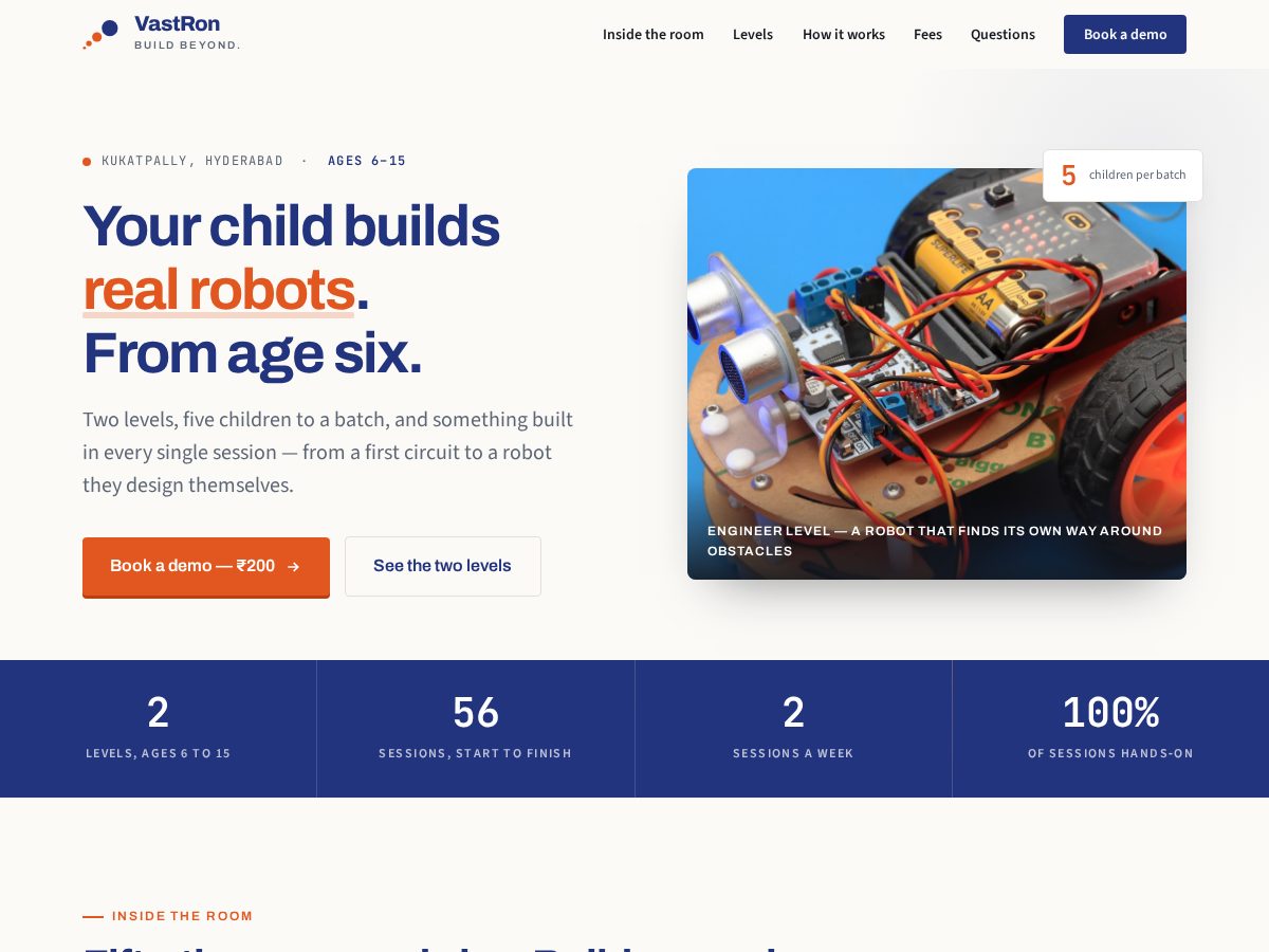 Landing-page snapshot of vastronrobotics.com