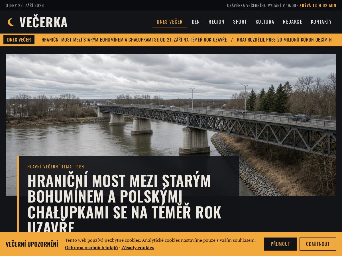 Landing-page snapshot of vecerka.info