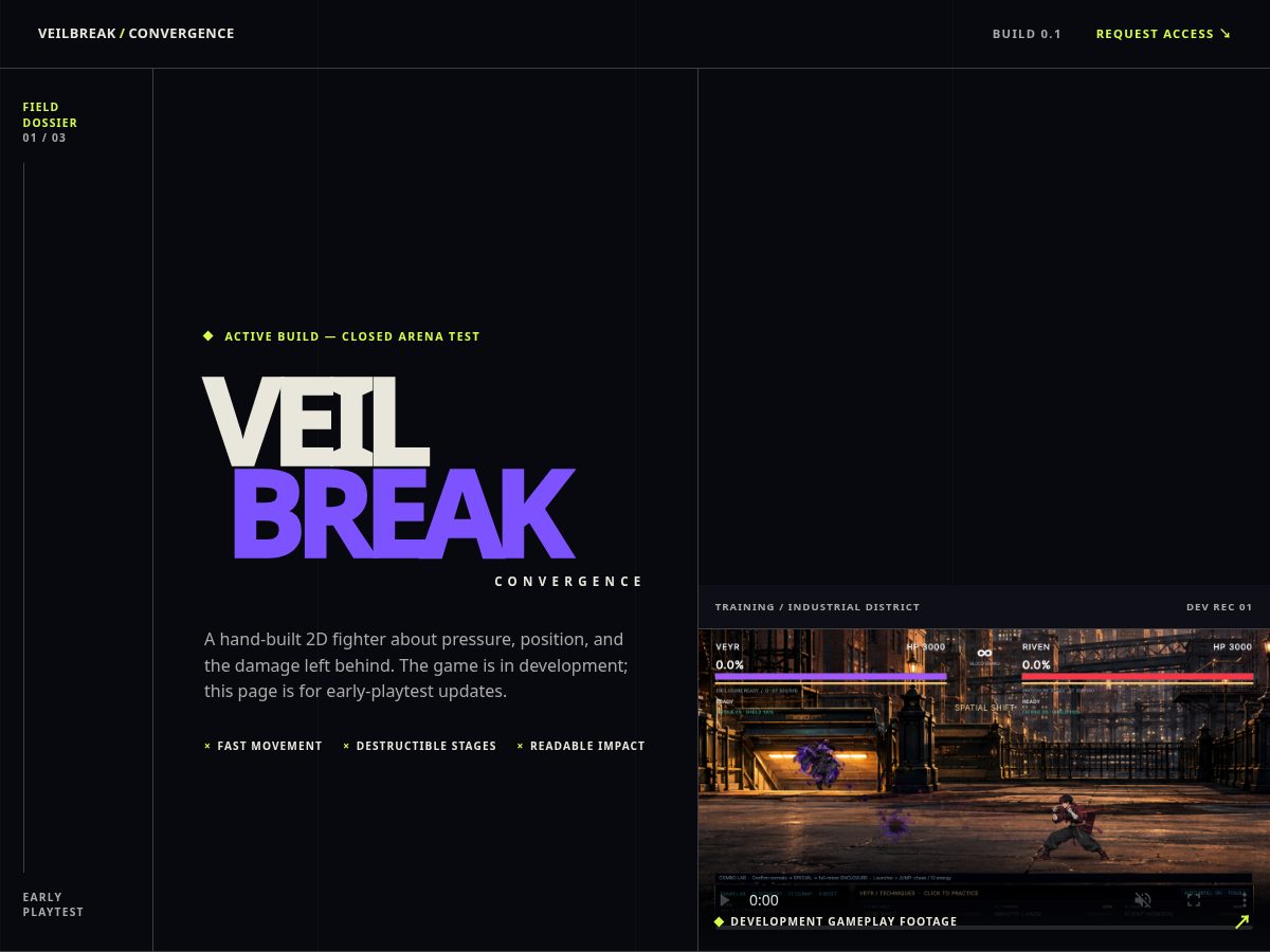 Landing-page snapshot of veilbreakgame.online