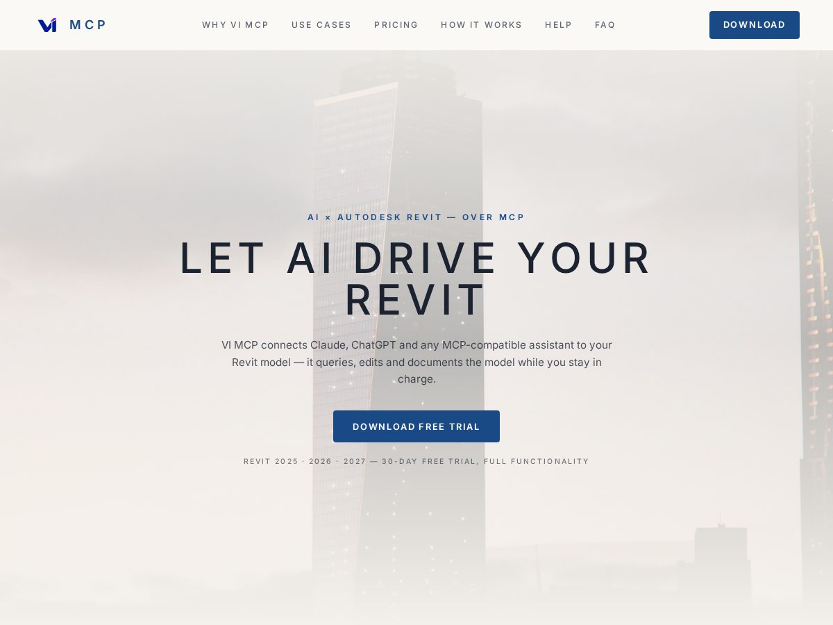 Landing-page snapshot of vi-mcp.cloud