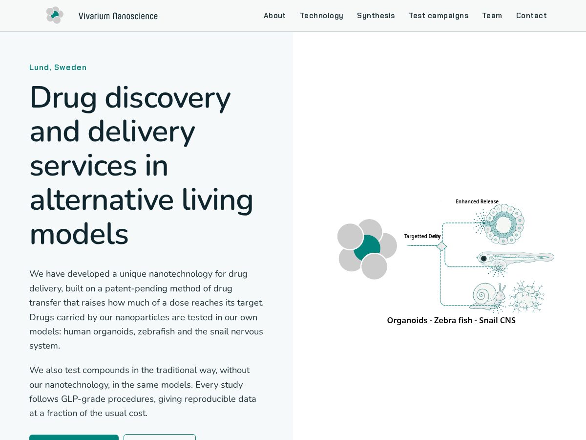 Landing-page snapshot of vivariumnano.com