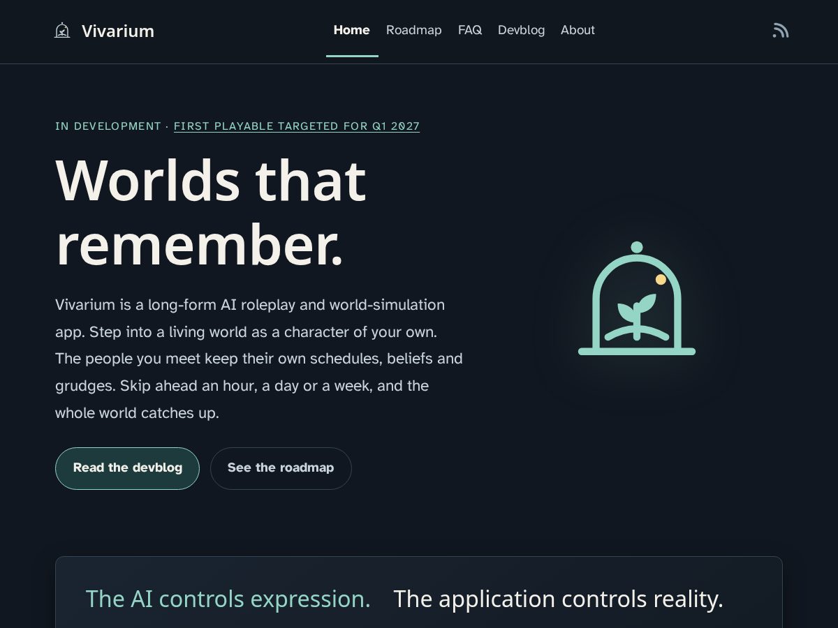 Landing-page snapshot of vivariumonline.com