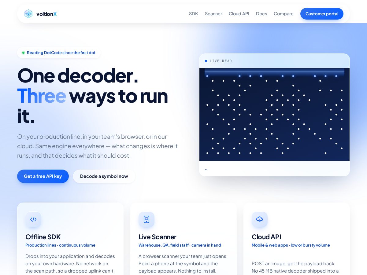 Landing-page snapshot of voltionx.tech