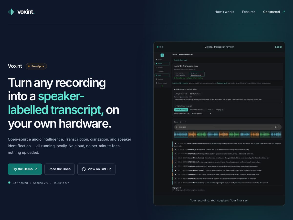 Landing-page snapshot of voxint.app