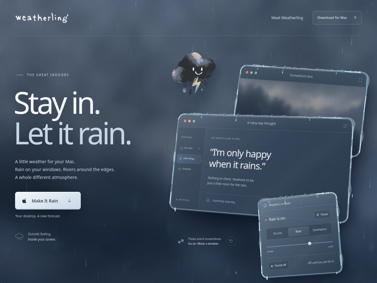 Landing-page snapshot of weatherling.app