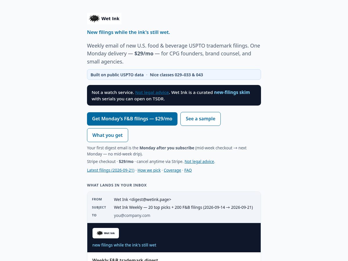 Landing-page snapshot of wetink.page