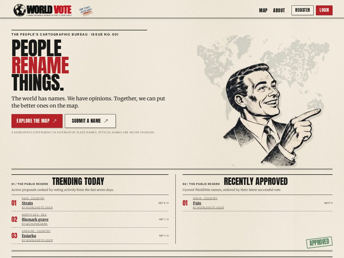 Landing-page snapshot of worldvote.org