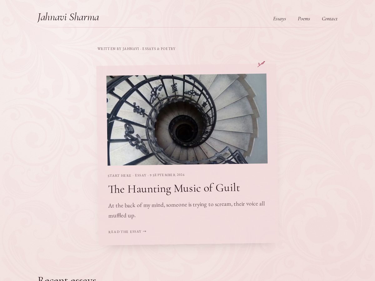 Landing-page snapshot of writtenbyjahnavi.com