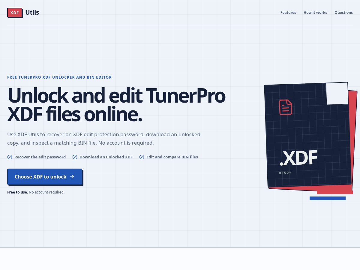 Landing-page snapshot of xdf-utils.com